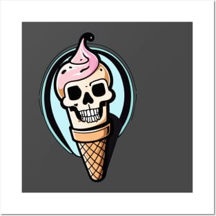 Skeleton skull I scream ice cream Posters and Art